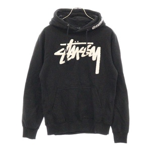 STUSSY ステューシー フロントパイルロゴプルオーバーパーカー フーディー ブラック