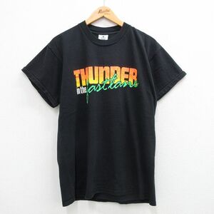 L/古着 リー Lee 半袖 ビンテージ Tシャツ メンズ 90s THUNDER コットン クルーネック 黒 ブラック 24feb13 中古