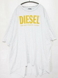 【送料込】 DIESEL ディーゼル Tシャツ グレー ロゴプリント コットン 綿100% ビッグシルエット 前後差ヘム sizeXXS インポート/961580