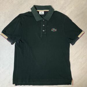 【日本製 デカワニ レインボーカラー】LACOSTE 半袖 鹿の子 ポロシャツ ラコステ ブラック 黒 サイズ4 M相当 フランス FRANCE フレンチ 