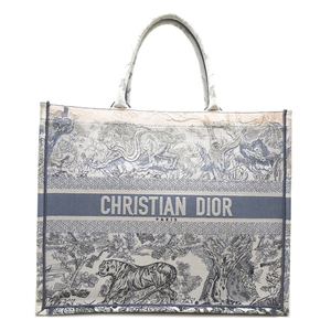 ［飯能本店］Christian Dior クリスチャンディオール ブックトート ラージ M1296ZRLD ハンドバッグ ジャガード ホワイト DH84494