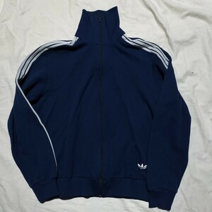 70年代 80年代 adidas トラックジャケット 紺色系 アディダス ジャージ デサント サイズ3 トラックトップ ヴィンテージ 西ドイツ