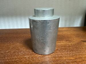 希少品 高級 薩摩錫器 錫彦 茶筒 竹 鹿児島 伝統工芸品 浅田錫器 アンティーク　茶壺 茶入 煎茶道具 本錫