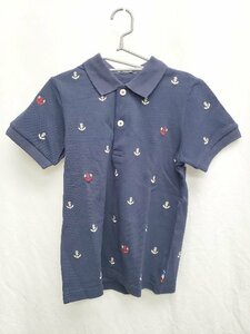 ◇ ◎　●未使用● mikihouse Black Bear タグ付き キッズ 子供服　総柄 半袖 ポロシャツ サイズ120 ネイビー 男の子 P