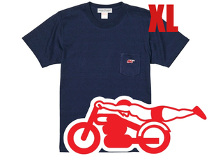 SUPER HEAVY WEIGHT スピードアディクト POCKET T-shirt NAVY XL/紺ネイビー厚手ポケットtシャツteeヴィンテージハーレーチョッパーバイク