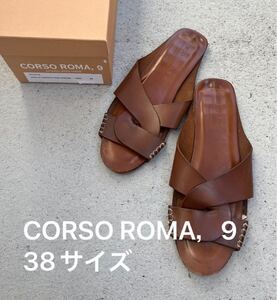 CORSO ROMA，9 定価　本皮　クロスフラットサンダル　コルソローマ　38サイズ