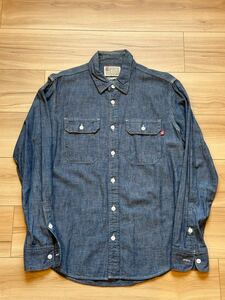 エスダブル S-DOUALE シャンブレー ワークシャツ chambray work shirt XSサイズ JPN S インディゴ indigo 国内正規 中古品 stussy