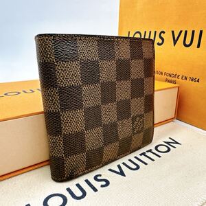 3875【美品】LOUIS VUITTON ルイヴィトン ダミエ ポルトフォイユ マルコ 二つ折り財布 小銭入れ付 ウォレット N61675/CA0056