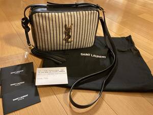 SAINT LAURENT サンローラン　正規品　カメラバッグ　ショルダー　ストライプ　キャンバス　リブゴーシュ　タッセル　ルー