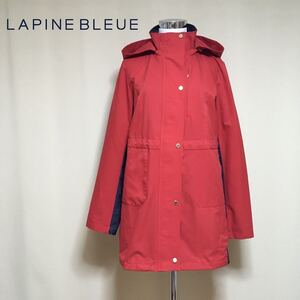 【美品】LAPINE BLEUE ラピーヌブルー 上質 フーデット ジップアップブルゾン ジャケット 38/Mサイズ レッド レディース コート アウター