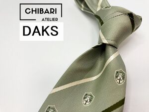 【超美品】DAKS　ダックス　ロゴ＆レジメンタル柄 ネクタイ 3本以上 送料無料 メンズ グリーン系　0101113