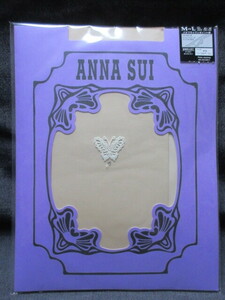 【M～L】ANNA　SUI　アナスイ　ストッキング　コーラルベージュ　バタフライワンポイント柄