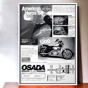 90年代 当時物!!! Harley Davidson 広告/ポスター SPORTSTER スポーツスター XLH1200 Mk1 タイヤ シート タンク マフラー パーツ カウル