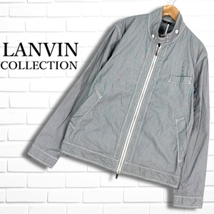 LANVIN COLLECTION ランバン コレクション コットン ストライプ ジャケット ブルゾン ライトアウター 白 黒 メンズ 50 ◆日本製◆ 3884L