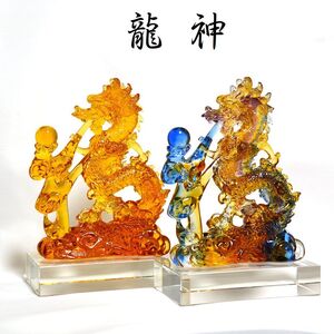 土日は10%off 【彩色】龍神 風水 2カラー 琉璃 瑠璃 宝玉 古法琉璃 置物 ガラス 玉 開運 恋愛 幸運 愛 お金 贈り物 縁起物 龍玉 無限 辰 龍