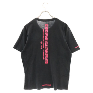 CHROME HEARTS クロムハーツ Neon Pink Stripe Logo Tee ネオンピンクストライプロゴ 半袖Tシャツ ブラック/ピンク