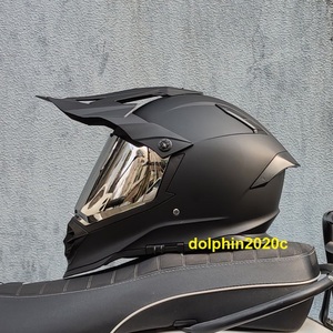 バイク　ダブルシールド　内蔵サングラス　オフロードヘルメット　フルフェイスヘルメット　S~XLサイズ選択可　マッド黒　XL 