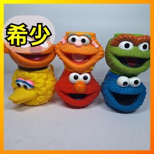 ■6個セット■フェイスマグ セサミストリート アプローズ社製 Applause Sesame Street Head Face Muppets 3D Plastic Mug Cup EC d407