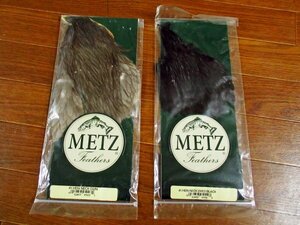 フライマテリアル フェザー Metz Feathers 2点 ＃1 HEN NECK DYED BLACK/＃1 HEN NECK DUN