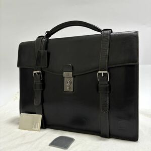 dunhill ダンヒル ベルトビジネスバッグ ブリーフケース 本革 レザー ブラック 黒 A4収納 メンズ 仕事 通勤 ロック 金具