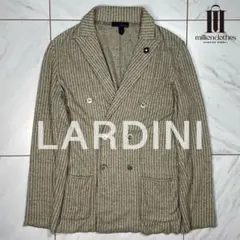 LARDINI パイル地 綿麻 ダブル ストライプ グレージャケット S