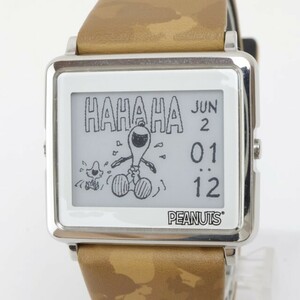 2406-506 エプソン クオーツ 腕時計 美品 EPSON SMA0070259 スマートキャンバス スヌーピー カモフラ柄 純正ベルト