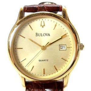 ブローバ BULOVA アンティーク 腕時計 デイト クォーツ アナログ 53801 ゴールドカラー メンズ