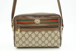 グッチ アクセサリー コレクション ヴィンテージ シェリーライン ミニ ショルダーバッグ GGプラス PVCレザー 茶 ブラウン GUCCI 8636h