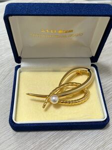 【E24070702】1円〜 ミキモト ブローチ MIKIMOTO 真珠 アクセサリー ジュエリー パール ゴールド ケース付き レディース パールブローチ