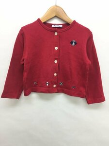 【送料込】[キッズ/子供服]　familiar　ファミリア　長袖カーディガン　110cm　赤レッド　綿コットン　前ボタン開閉　女の子用 /n471092