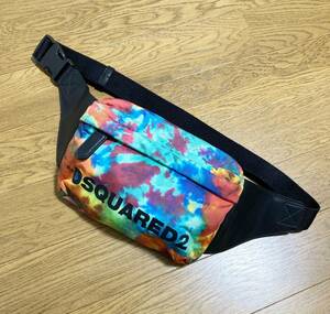 美品☆[DSQUARED2] 19AW 定価64,900 タイダイ柄 レザー切替 ボディバッグ ウエストバッグ 牛革 S82BB0010 ディースクエアード