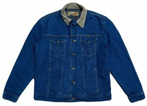 良品 濃いめ Wrangler ラングラー 74260PW 襟コーデュロイ 切り替え 裏ブランケット デニム ジャケット Gジャン トラッカー / 42〜44