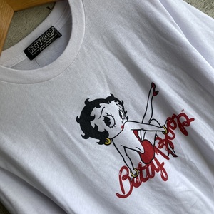 U.S Used Clothing BETTY BOOP Design T-Shirt アメリカ古着 ベティ・ブープ イラスト デザイン キャラクター Tシャツ M size ホワイト