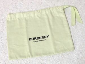 バーバリー 「Burberry 」小物用保存袋 (3862) 正規品 付属品 内袋 布袋 巾着袋 29×24cm 布製 ライトグリーン 小さなバッグにも