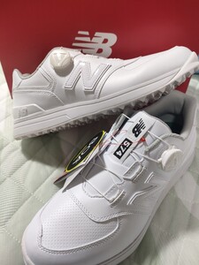 新品 定価18700 New Balance ゴルフシューズ UGBS574F 28cm ホワイト 白 ニューバランス 574 メンズ ゴルフ BOAシステム