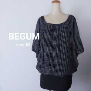 ☆BEGUM　チュニックワンピース　ドルマン袖　M　ドット柄