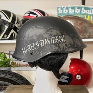 コラボモデル☆Harley-Davidson ハーレーダビッドソン ＆ BELL ベル ハーフヘルメット ゴーストスカル マットブラック/L（M相当）半ヘル