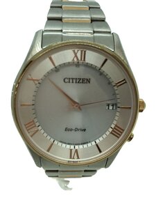 CITIZEN◆eco-drive/ソーラー腕時計/アナログ/ステンレス/WHT/SLV/SS/H415-S115132//