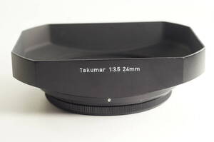 plnyeA003[キレイ ] ASAHI PENTAX TAKUMAR 24mm F3.5 （フィルター径58mm 鏡筒先端径60mm）アサヒ ペンタックス 金属製角型 レンズフード