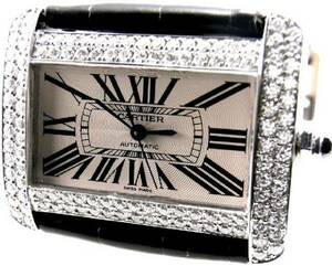 CARTIER カルティエ タンクディヴァン LM ケース アフターダイヤ加工します カスタム K18YG W6300856 W6300755 SS サントス アメリカン wg 