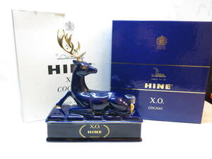 【古酒】【未開栓】 HINE COGNAC XO LIMOGES/ハイン ブランデー 鹿型 ブルー コニャック 青 陶器ボトル 箱付き 700ml 40% 総重量1585g