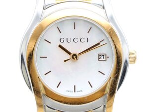 【 グッチ GUCCI 】 腕時計 5500L SS/GP クォーツ 27mm デイト シェル文字盤 レディース 新着 5027-0