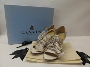 ①未使用保管品　LANVIN ランバン　レーヨン/シルク　サテンパンプス　サイズ37　エクリュ　108,000円　イタリー製