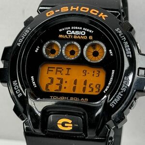 極美品 CASIO G-SHOCK GW-6900B-1JF タフソーラー 電波受信 電波ソーラー マルチバンド6 ブラック オレンジ液晶 三つ目 オリジンモデル