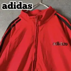 【★adidas×英語ロゴ】O 赤 トラックジャケット 古着 ジャージ レッド