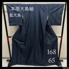 本場大島紬 藍大島 正絹 着物 着付け 和装 i-1911