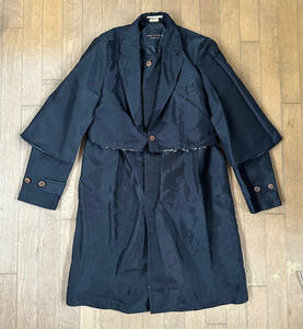 ■COMME des GARCONS HOMME PLUS 新品 2020 AW COLOUR RESISTANCE ポリエステル縮絨 ドッキング ロングジャケット BK-S PF-J065 ギャルソン