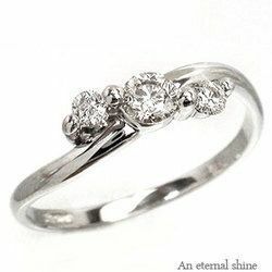 指輪 トリロジー ダイヤリング スリーストーン ダイヤモンド 0.3ct シンプル リング k18ゴールド 18金 レディース