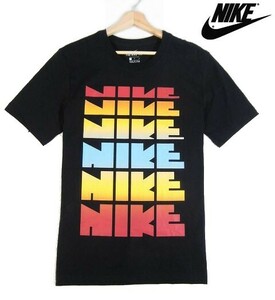 F土06439新品▼ ナイキ NIKE グラデーション ビッグロゴ 半袖Tシャツ 【 M 】 レインボー 半袖カットソー クルーネック Tシャツ 黒系