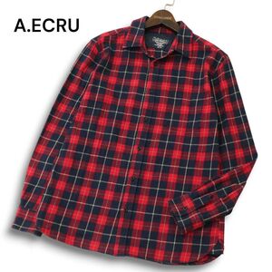 美品★ A.ECRU ABAHOUSE アバハウス 秋冬 長袖 チェック ネル シャツ Sz.48　メンズ　A4T12261_B#B